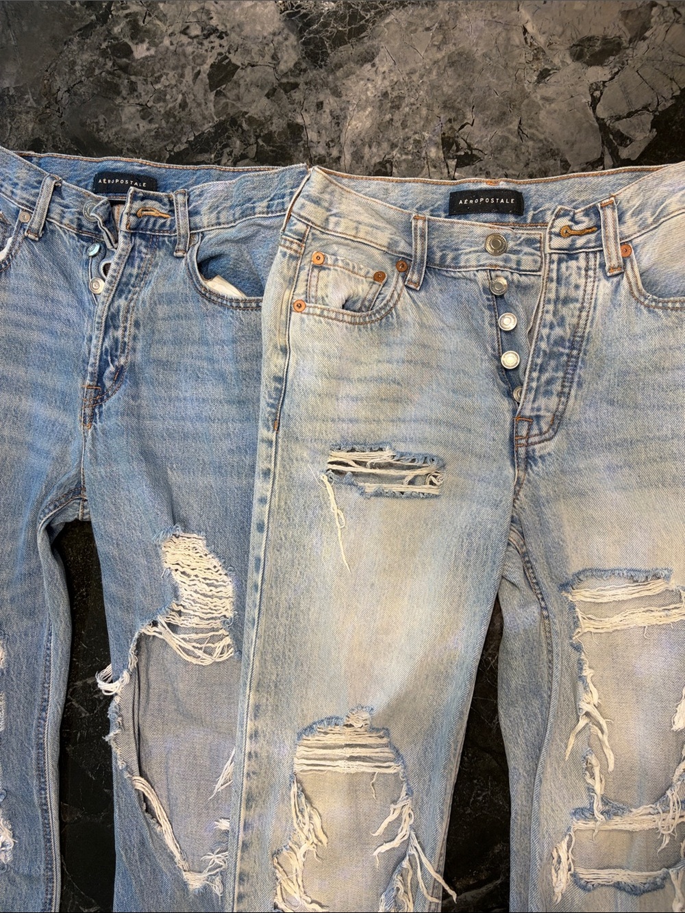 Aeropostale Women's Light Blue Distressed Boyfriend Jeans